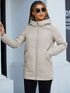 Damen Slim Fit Langarm Steppmantel mit Reißverschluss und Taschen
